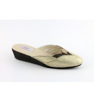 women's slippers DIVA HI (4.5cm wedge heel)  pale gold vintage leather